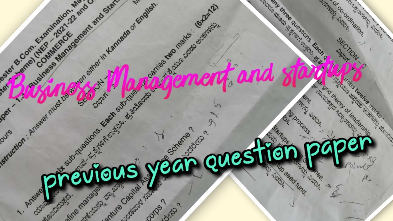 Business Management and startups Previous year question paper explained
