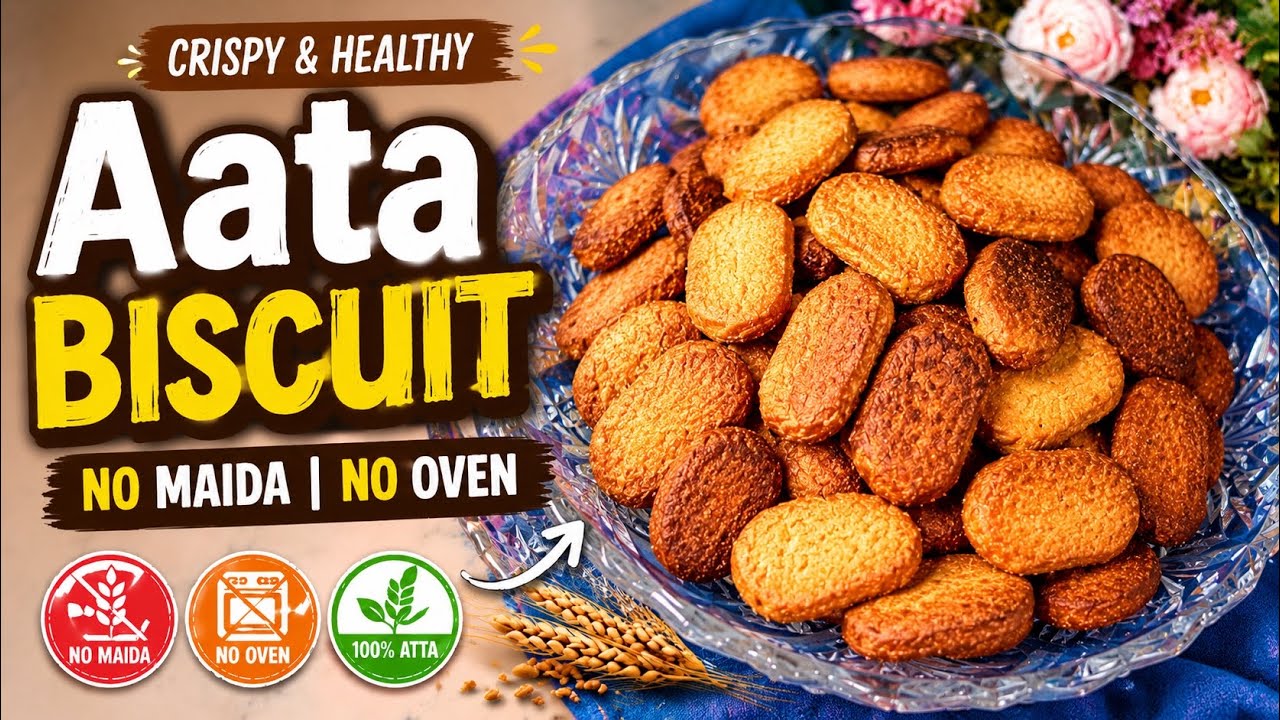 No Maida, No Oven Atta Biscuits 🍪 | Crispy & Healthy Homemade Biscuits | Easy Tea Time Recipe