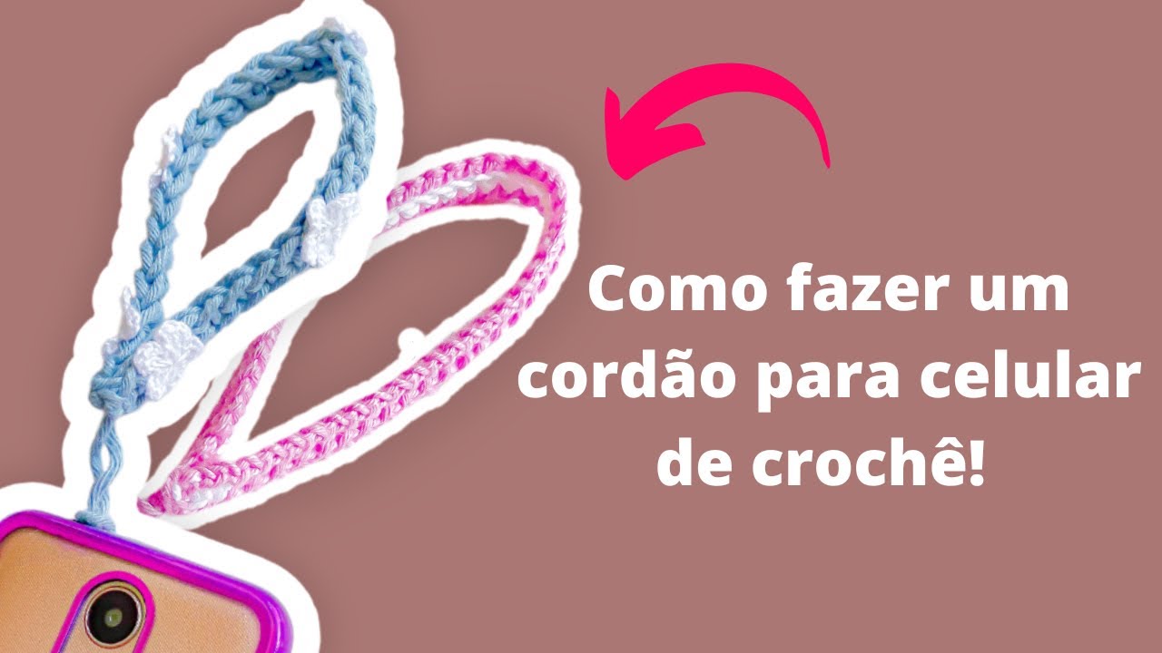 Como fazer um cordão para celular de crochê!!🧶