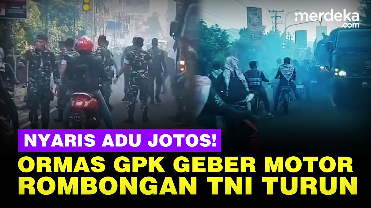 VIRAL! Momen Tegang Rombongan TNI Turun Lihat Ormas GPK Arogan Geber Motor