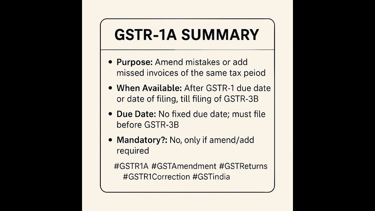 ✏️ GSTR-1A - GST Return Amendment