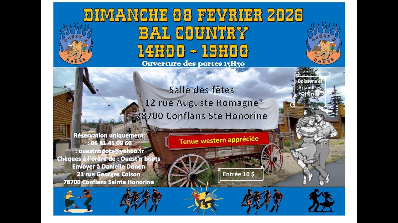 Bal Country des Ouest'n Boots  le 08 février 2026 à Conflans St Honorine