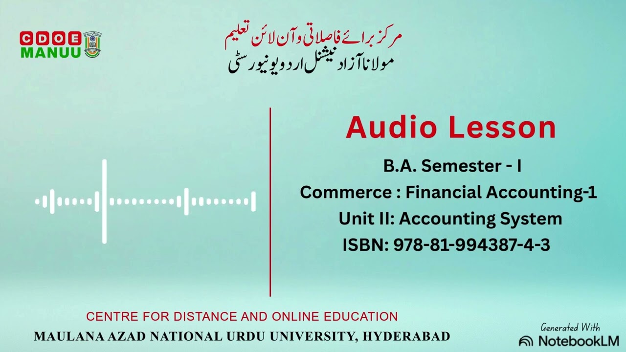 Unit 02, B.Com : Financial Accounting-1