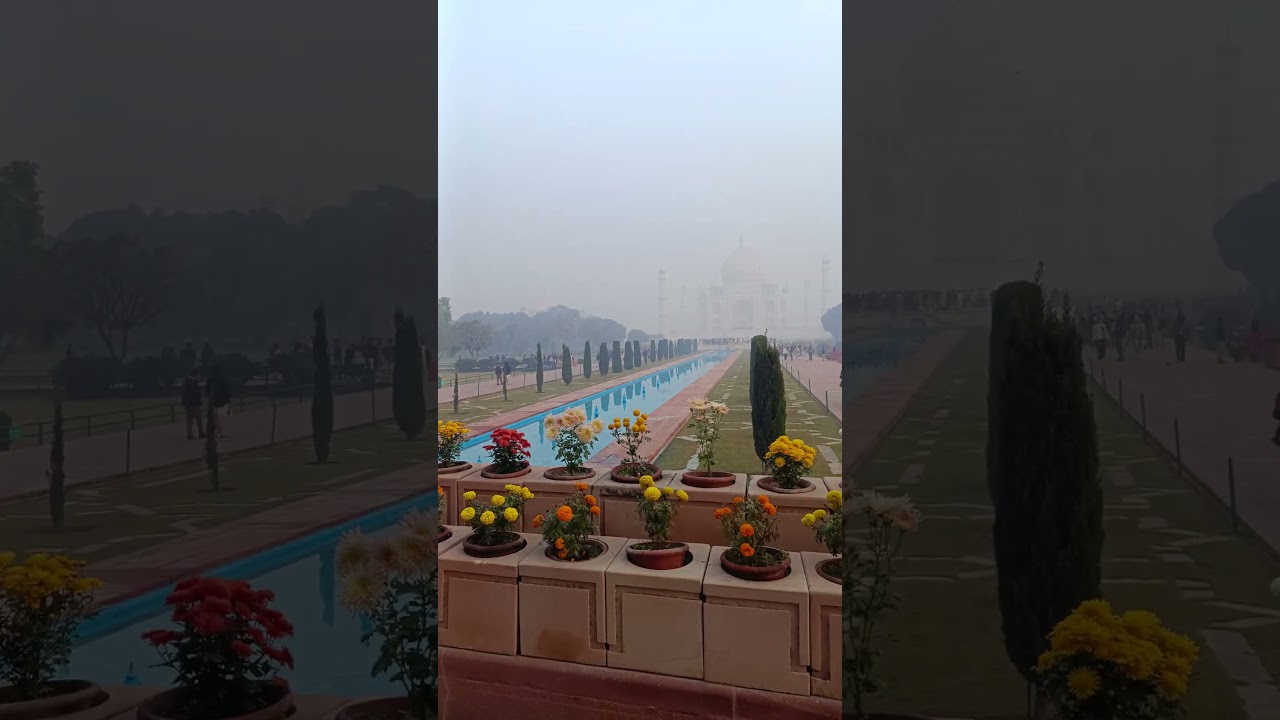 Agra Taj Mahal on a winter foggy weather