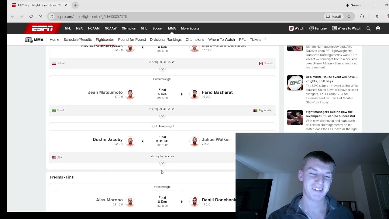 UFC Fight Night Bautista vs Oliveria Results And Reactions (LATE STOPPAGE???)