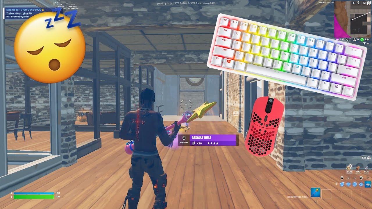 Razer Huntsman Mini Purple Switches🤩 Satisfying Gameplay Keyboard Fortnite 144 FPS 4K Smooth