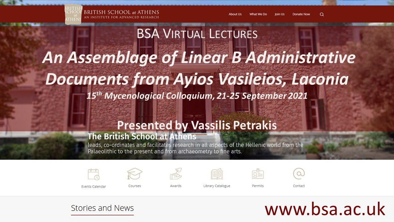 An Assemblage of Linear B Administrative Documents from Ayios Vasileios, Laconia.