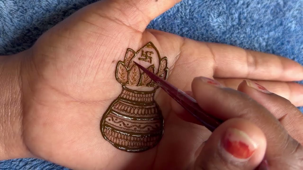 Easy mehndi design \\ Navratri special mehndi design || Kalash mehndi design #mehndi #mehndidesign 