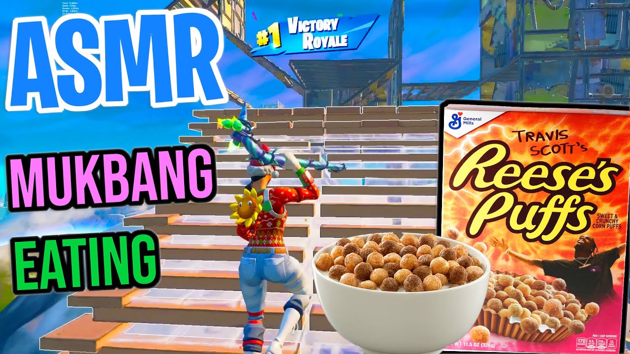ASMR Gaming 🤤🥣 Fortnite Reese's Puffs Cereal Mukbang Eating Spectating 먹방 🎮🎧 Relaxing Whispering 😴💤