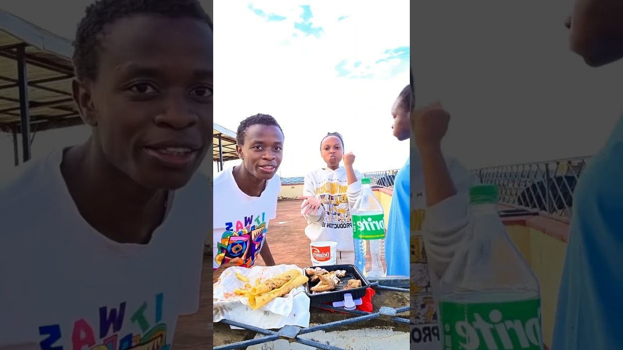 ROCK PAPER SCISCORS😂 as we eat chips, kuku and chapati with soda