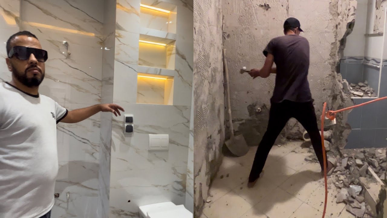 🔥جولة في حمامات بعد إصلاحات تغيير🔥 استغلال مساحة الضيقة للحصول على مساحة كبيرة تغيير 180%درجة✅