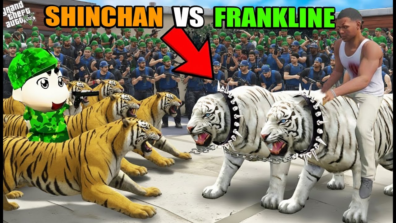 Franklin & Shinchan Chased by Hungry White & Bengal Tigers in Los Santos! 🐯😱 | GTA 5