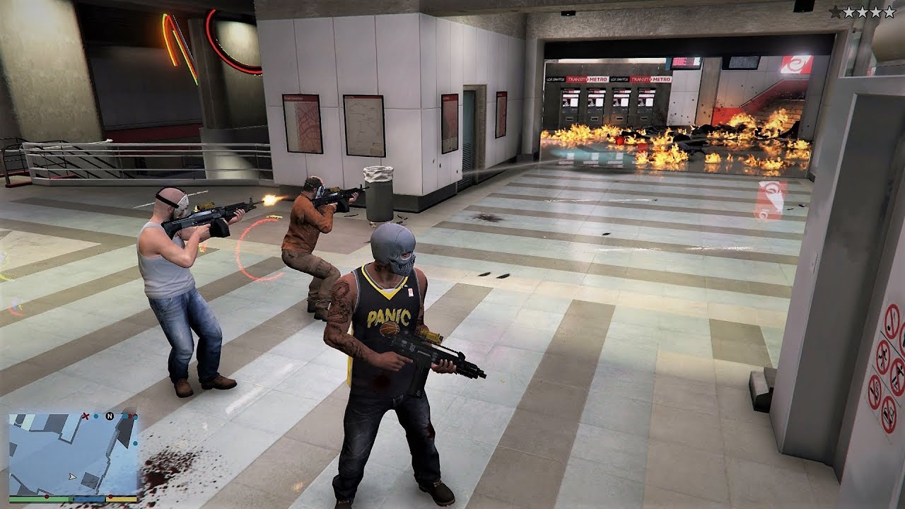 GTA 5 - Franklin, Michael and Trevor Five Star Escape From The BURTON STATION # 63