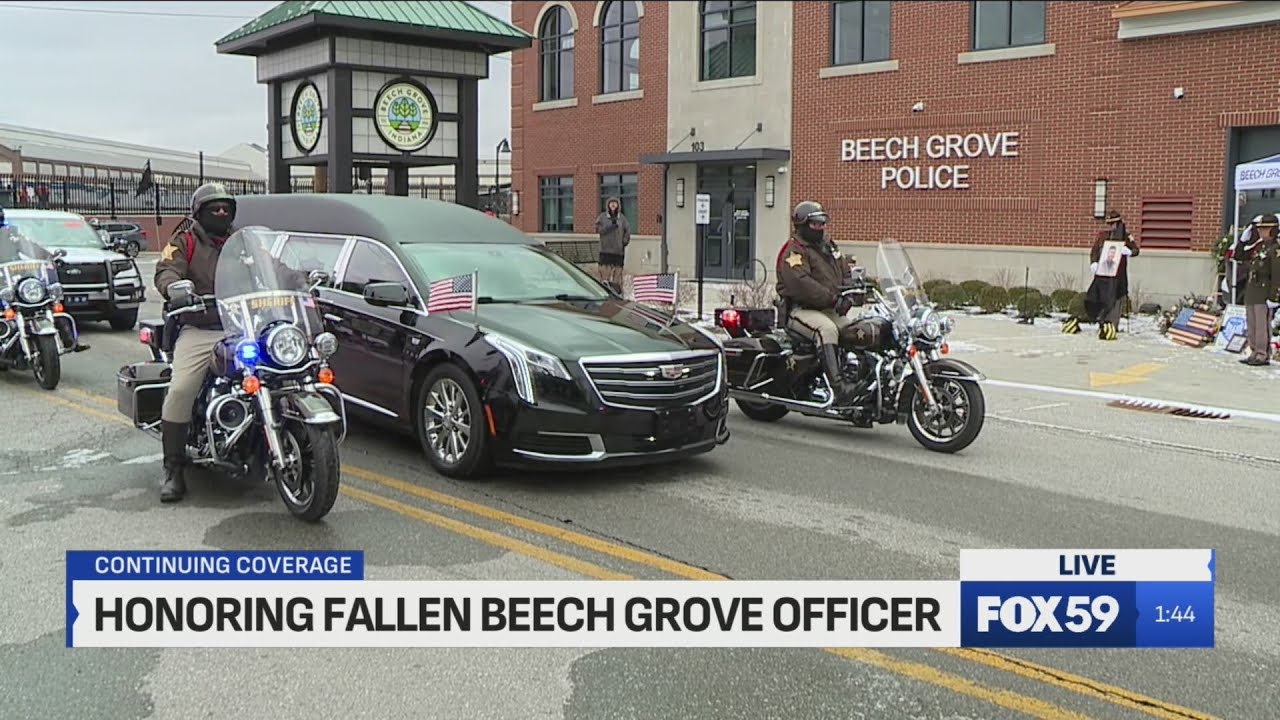 Procession and final 10-42 call for fallen Beech Grove Officer Brian Elliott