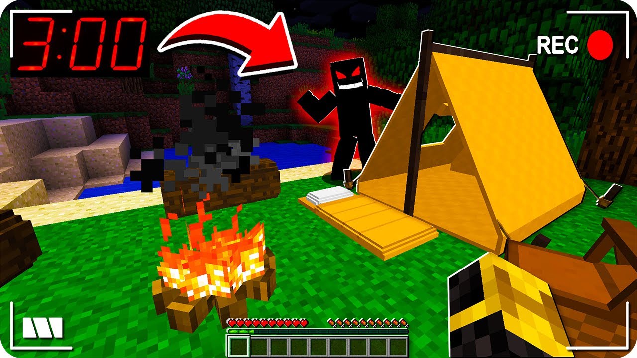 NUNCA TE VAYAS DE ACAMPADA A LAS 3 AM EN MINECRAFT 😱 *MUCHO MIEDO*
