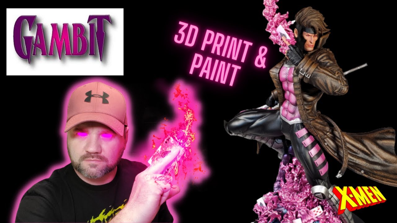GAMBIT from XMEN 3D Printed and painted comic statue