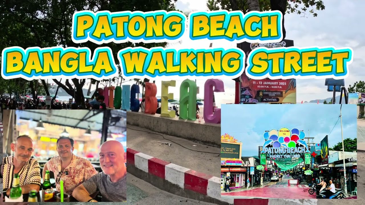 Patong beach , Bangla walking street during the day/night