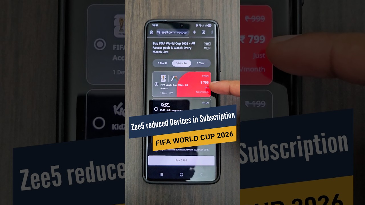 Zee5 reduced devices in FIFA Subscription Plans | FIFA World Cup 2026