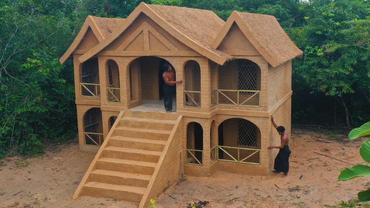 121 Days Building Underground two-story House with water Slide To Swimming Pool