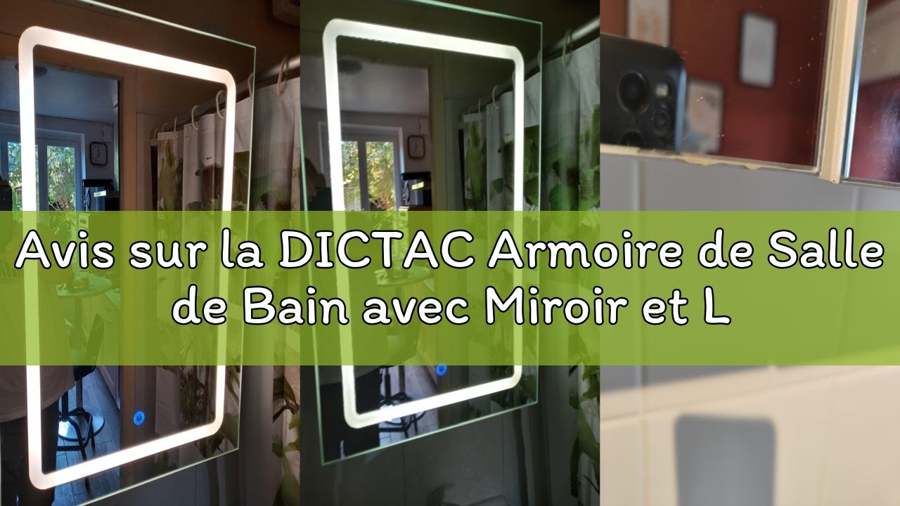 Avis sur la DICTAC Armoire de Salle de Bain avec Miroir et LED éclairage 70x16x60cm Armoire de Toile
