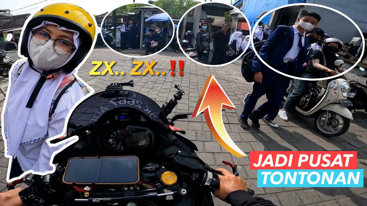 BAWA ZX JEMPUT KE SEKOLAH MALAH JADI TONTONAN🔥 #zx25r #afifthoha