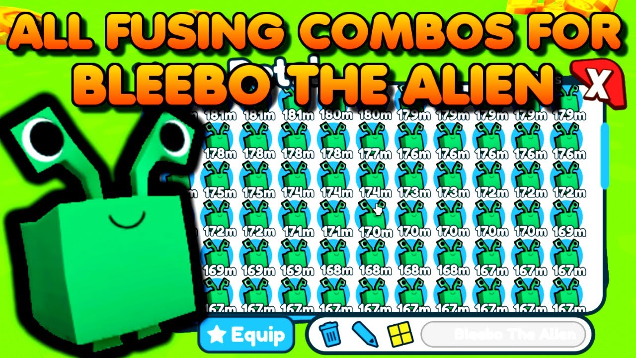 All Fusing Combos for Bleebo the Alien (Roblox Pet Simulator X - Alien Update)