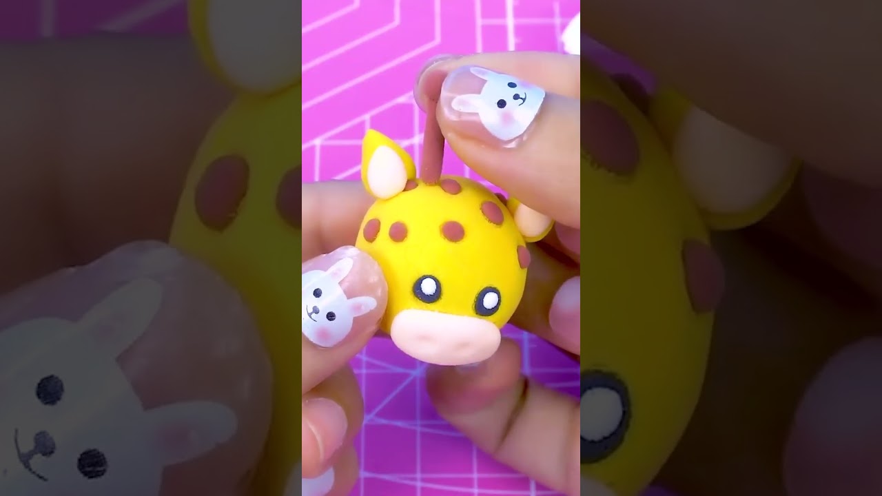 🦒🦒🦒 DIY How to make cutest Giraffe from polymer clay #shorts