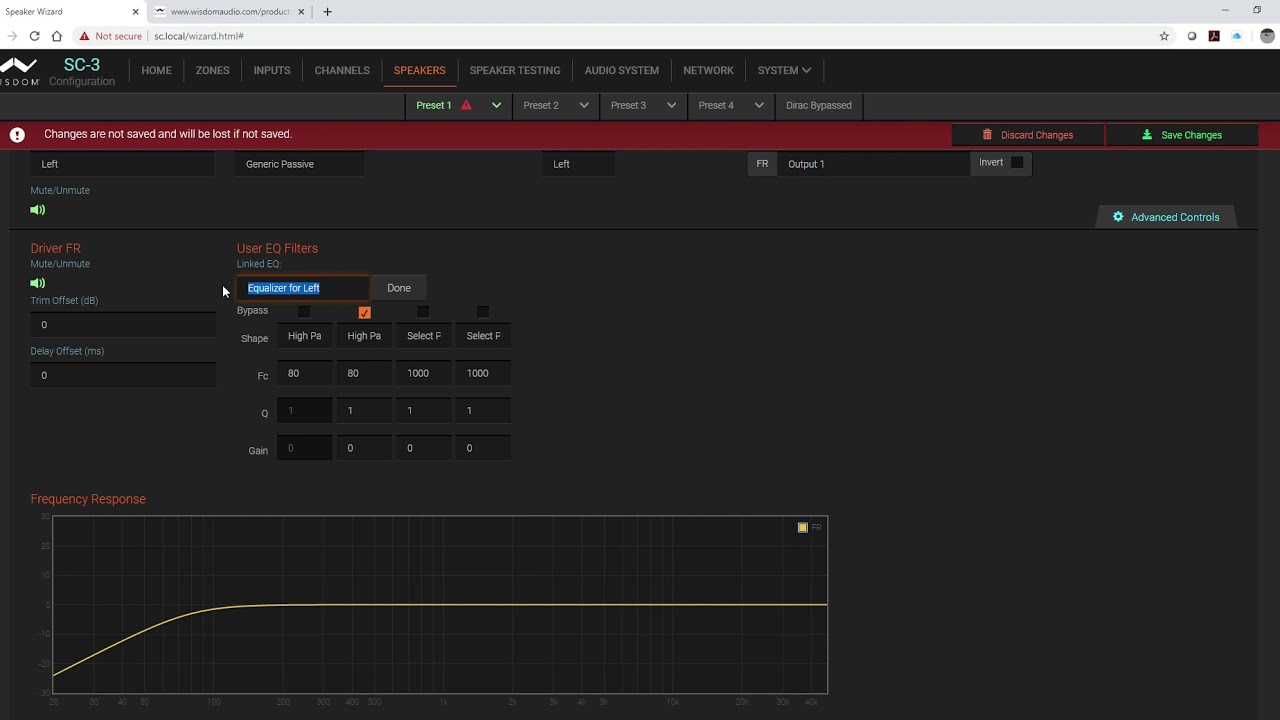 Wisdom System Controller   How to do Bass Management within a SC-2 or SC-3