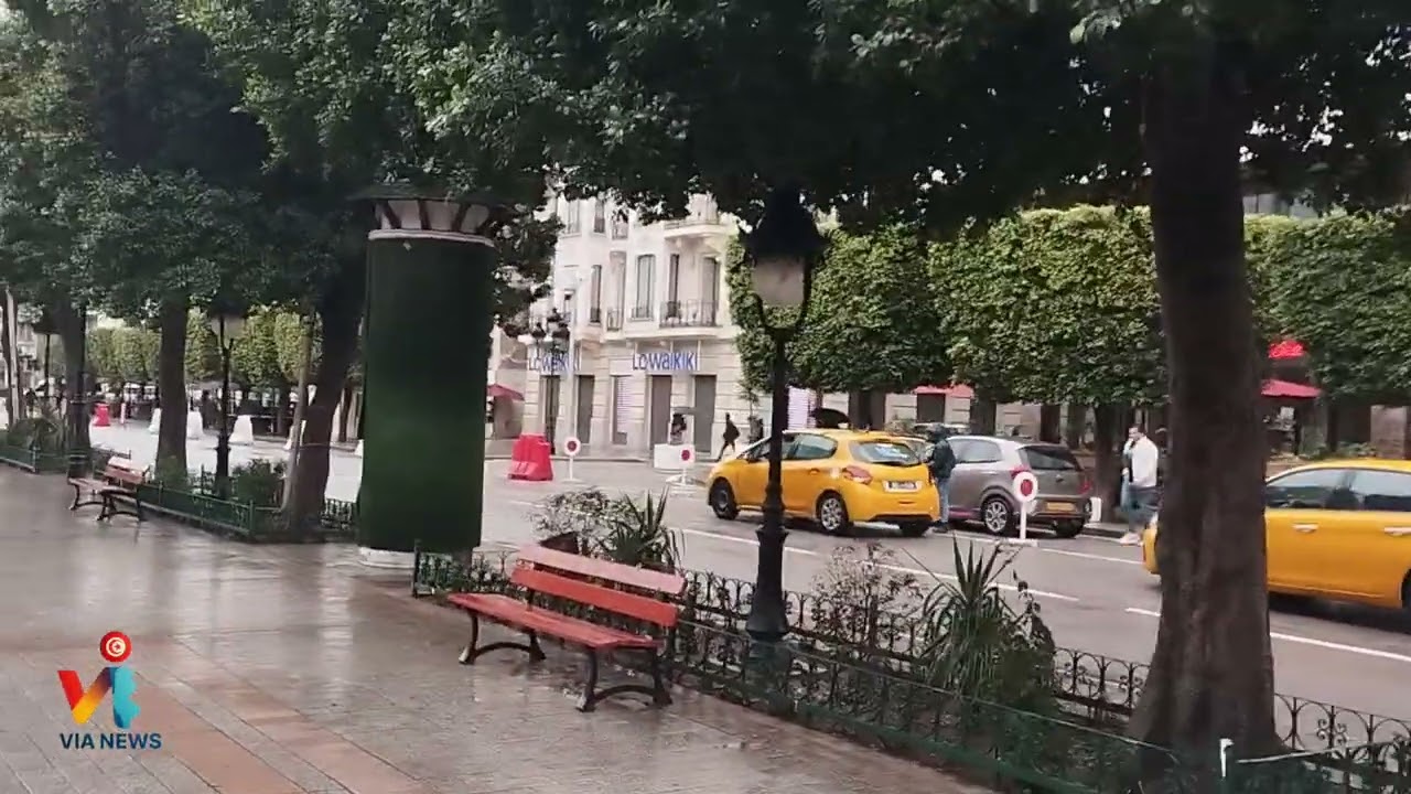 شارع الحبيب بورقيبة اليوم في الأمطار