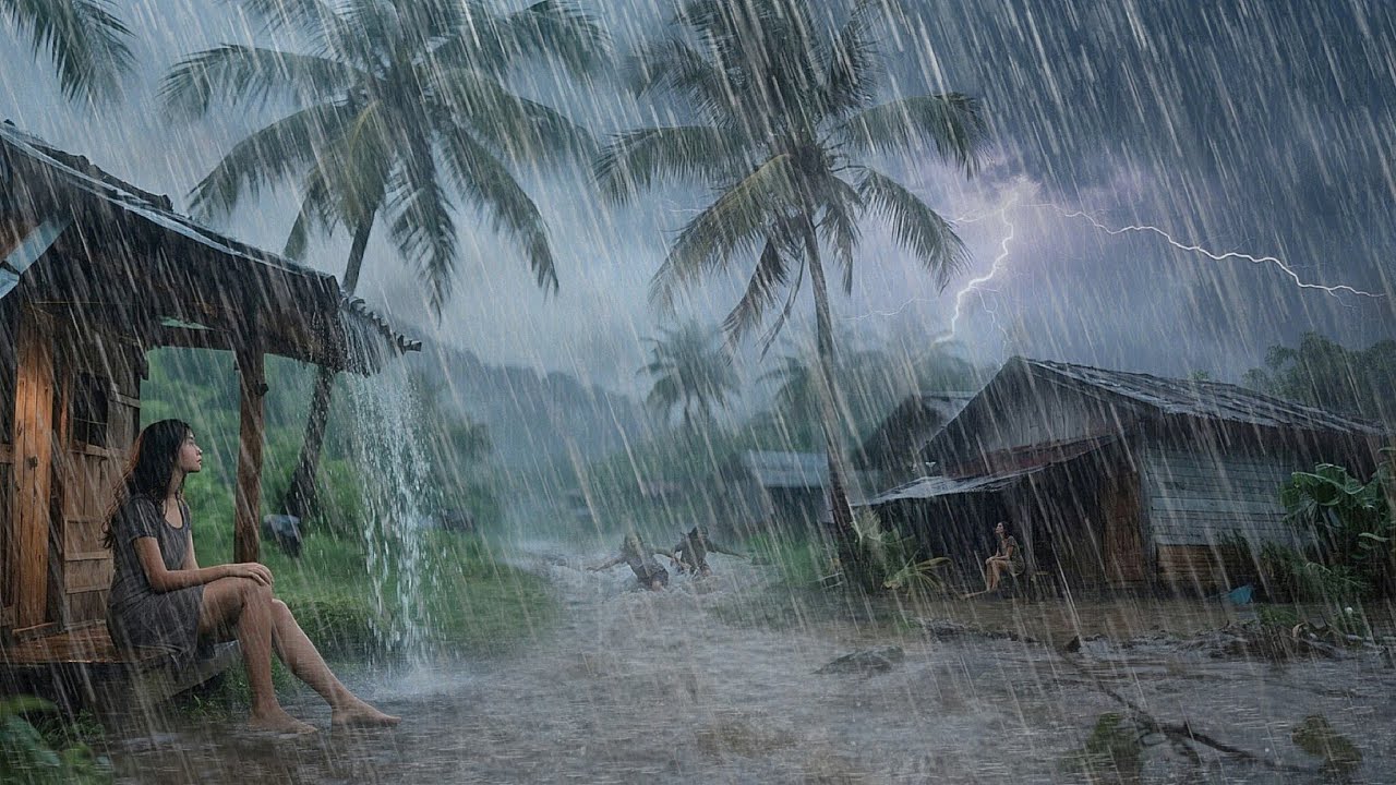 the highest rainfall in Indonesia, strong winds and heavy rain every day without stopping very cold