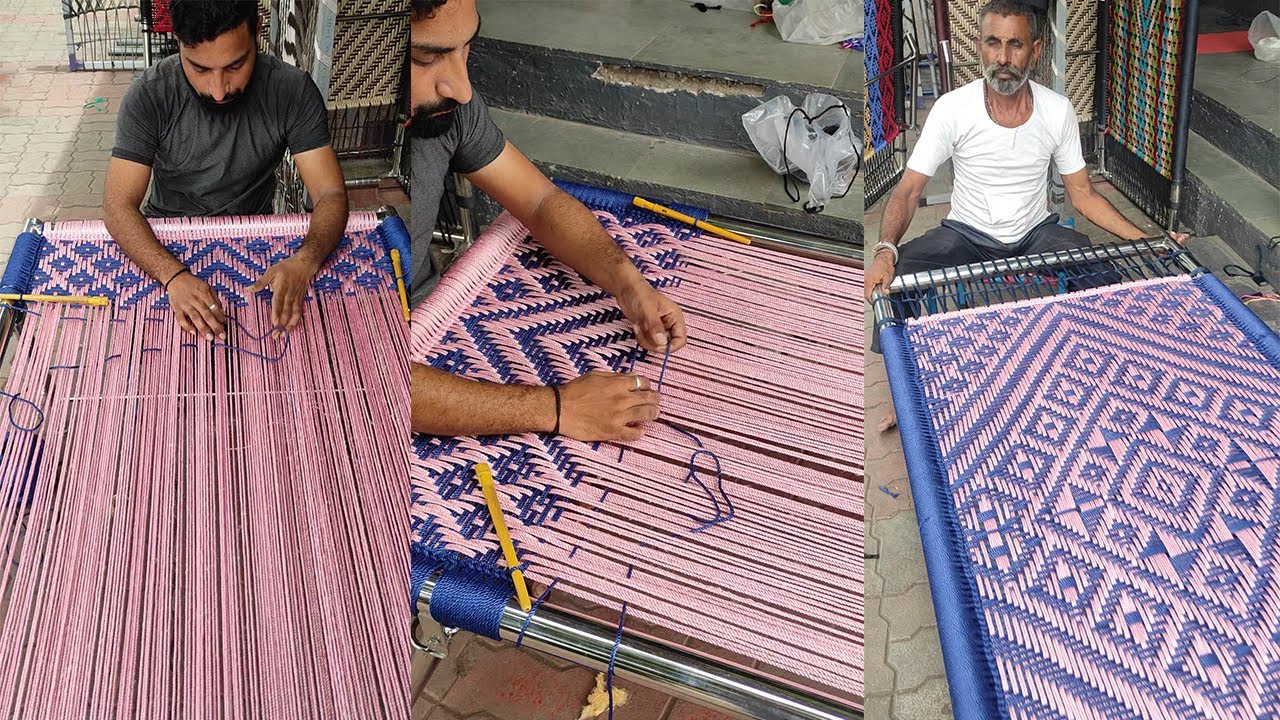 65 year old man and his son weaving cot in village | amazing khatiya bunai fast | Charpai Ki Bunai