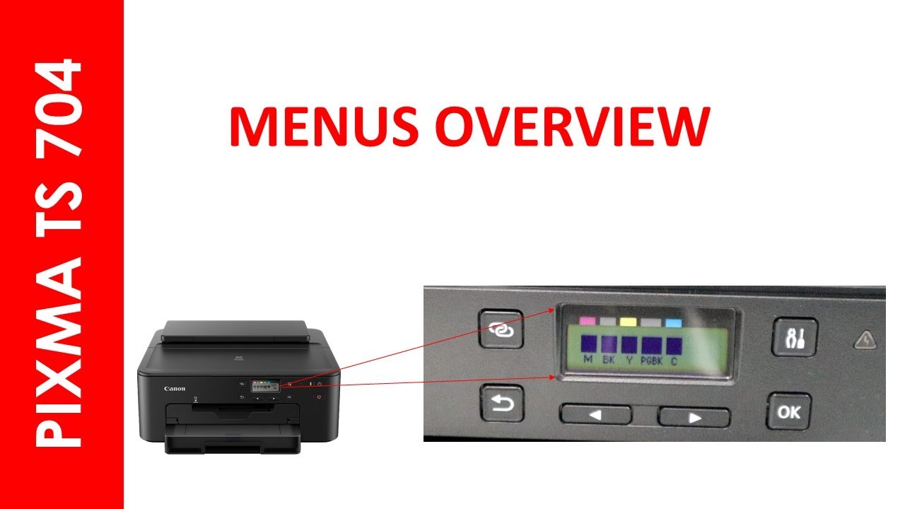 PIXMA TS 704 MENUS OVERVIEW