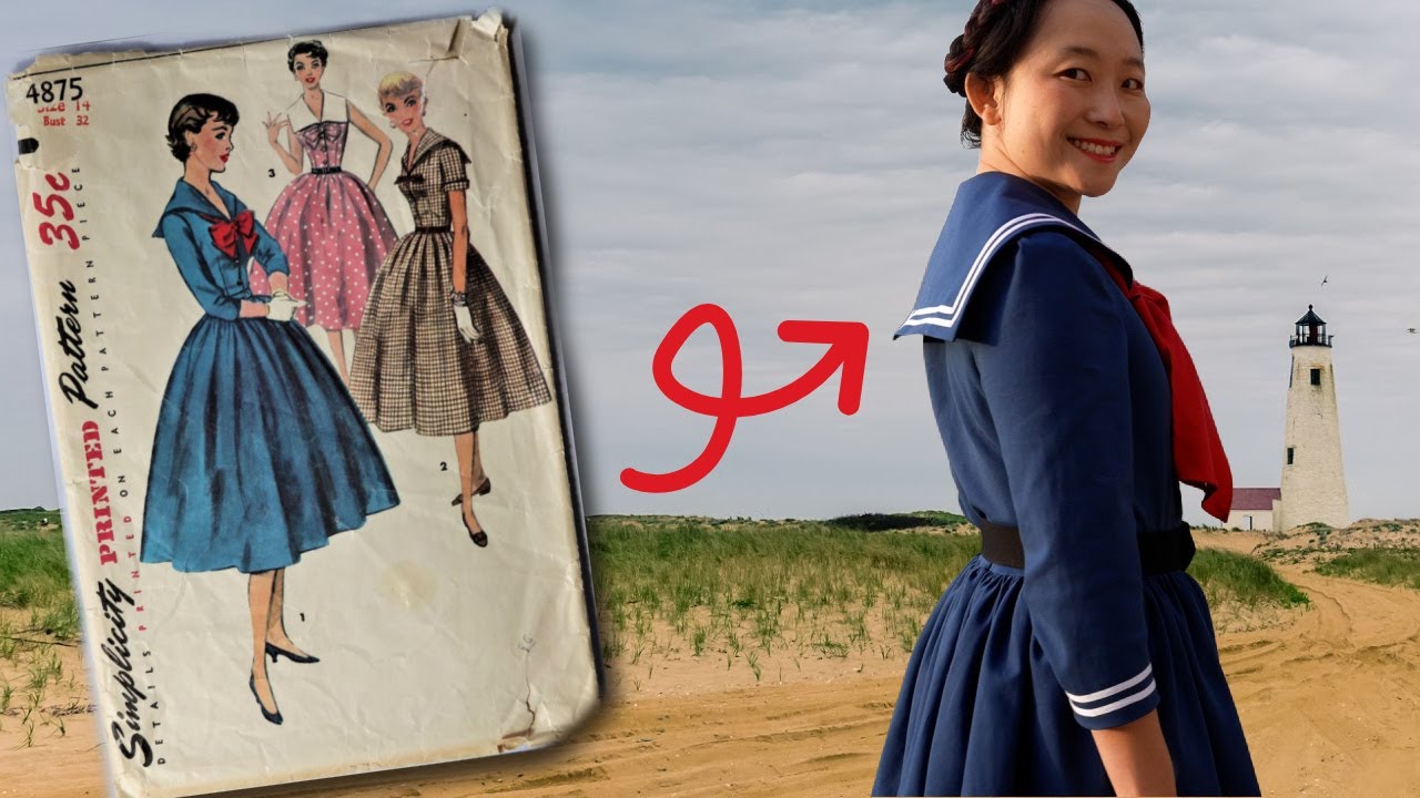 I made a Sailor Dress using a Vintage Pattern from the 1950s! (and it's utterly dreamy)