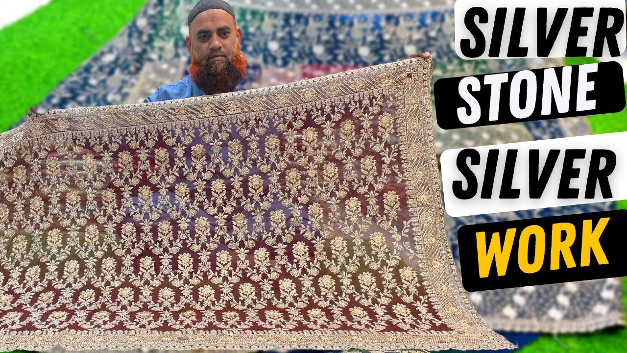 SILVER STONE SILVER WORK || MADINA WORK SAREES HYDERABAD || 
