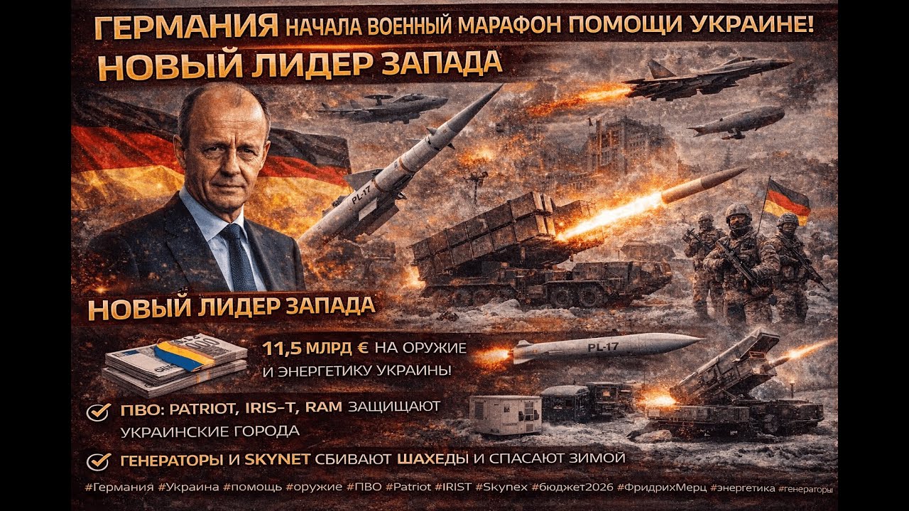 Германия спасает Украину? Рекордный бюджет 2026, системы Patriot и Skynex против блэкаутов