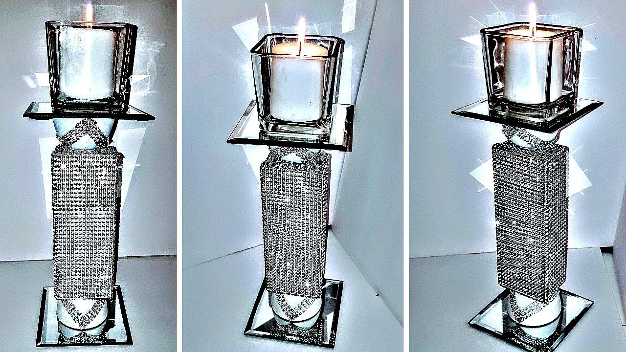DIY Dollar Tree Glam / BLING TOWER CANDLE HOLDER  NEW
