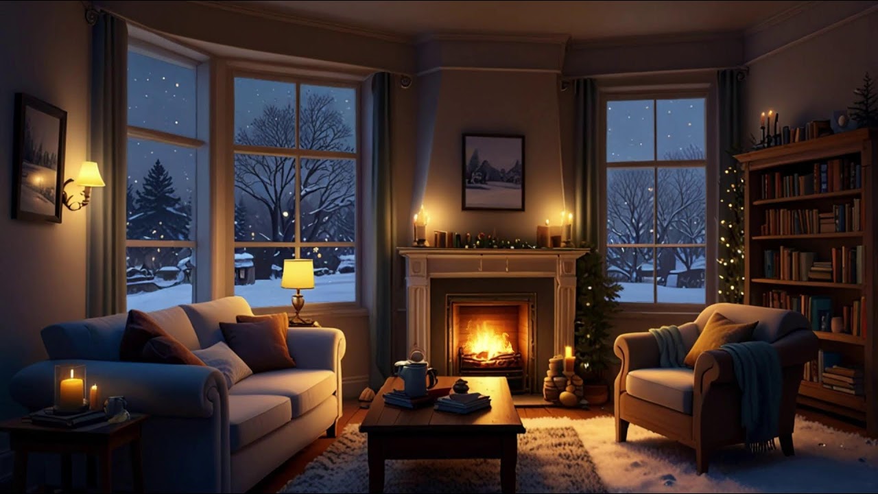 Crackling Fireplace & Relaxing Jazz 🔥– Cozy Cabin Ambience on a Peaceful Rainy Night