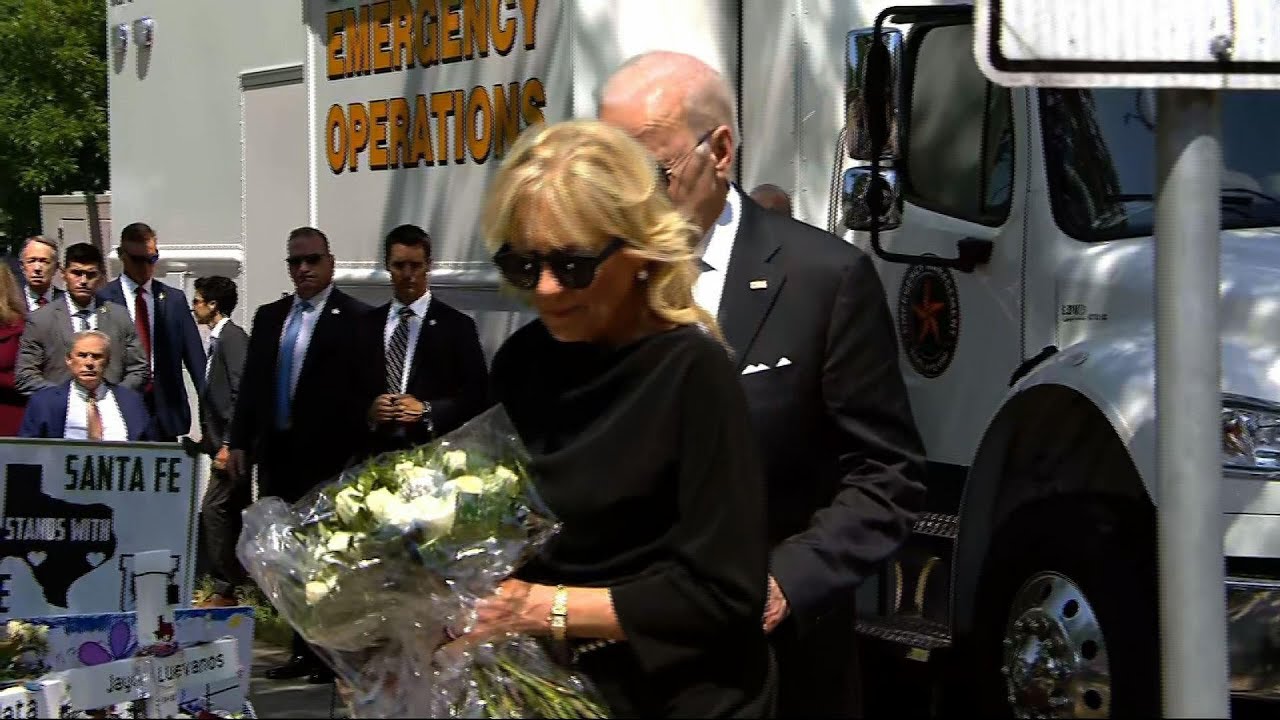 Flowers, tears as Bidens stop at Uvalde memorial