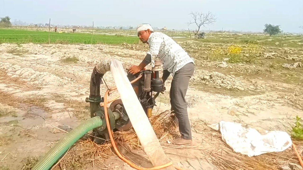 Kirloskar Old Diesel Engine Water Pump Set || 4 Inch New Plastic Pipe Dwara Irrigation Work