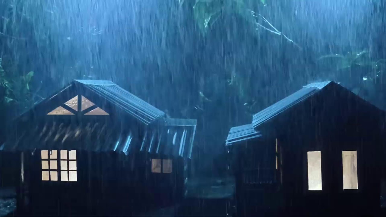 No Ads Rain Sounds for Sleeping - ASMR Wild Night Rain on Tin Roof for Severe Sleep Disorder #111