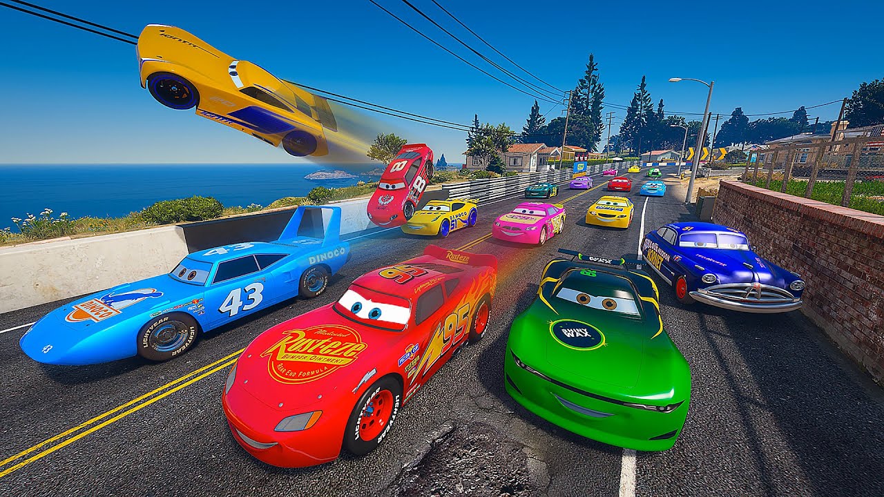 Epic City Race with McQueen Cruz Ramirez The King Jackson Storm & More Action Packed Cars Adventure!