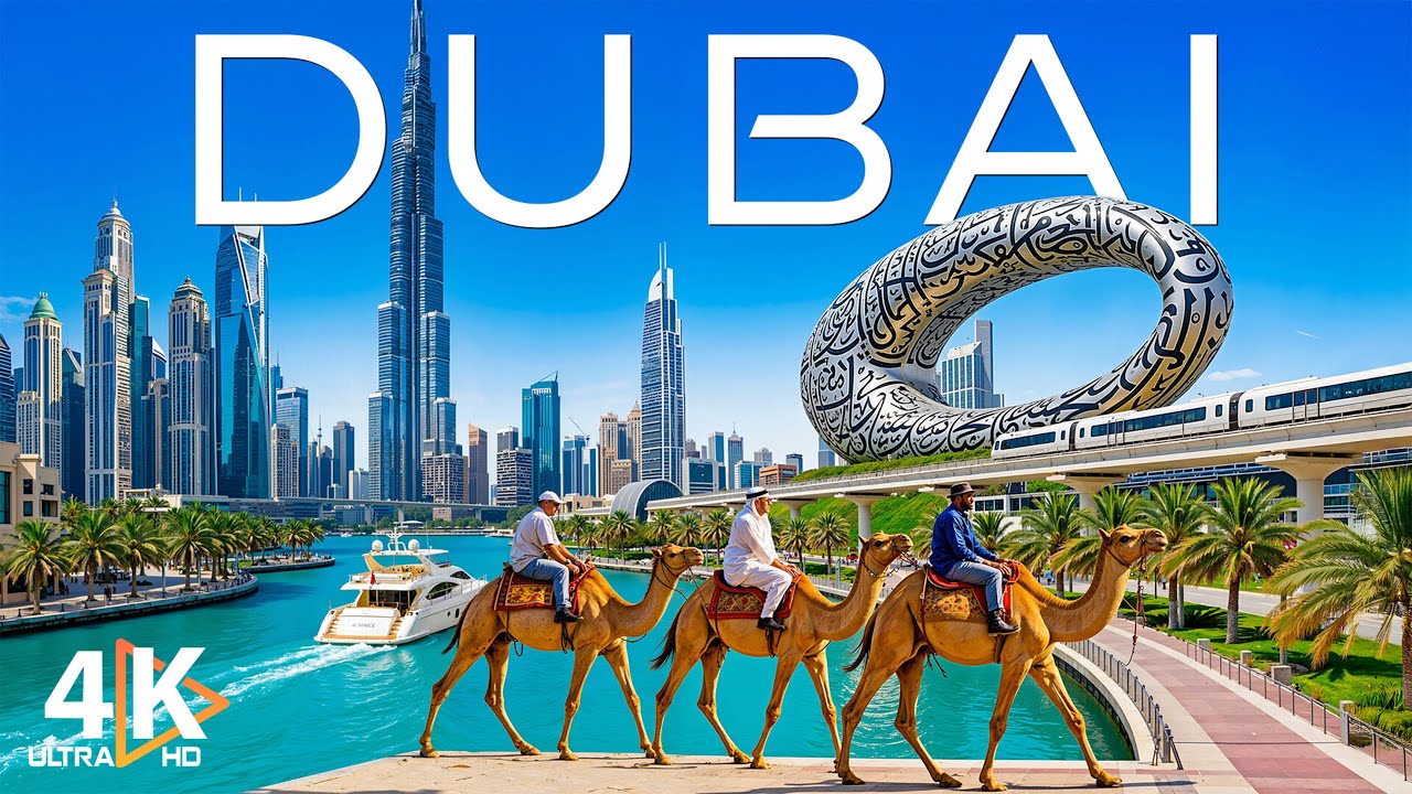 Дубай 4K 🌴 Роскошные городские пейзажи и золотые пляжи: виды с высоты птичьего полета