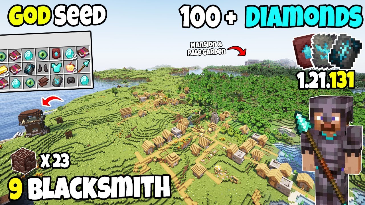 🔥Ultimate (God Seed) For Minecraft 1.21 Bedrock & PE | Five Blacksmith Village Seed Bedrock 1.21.131