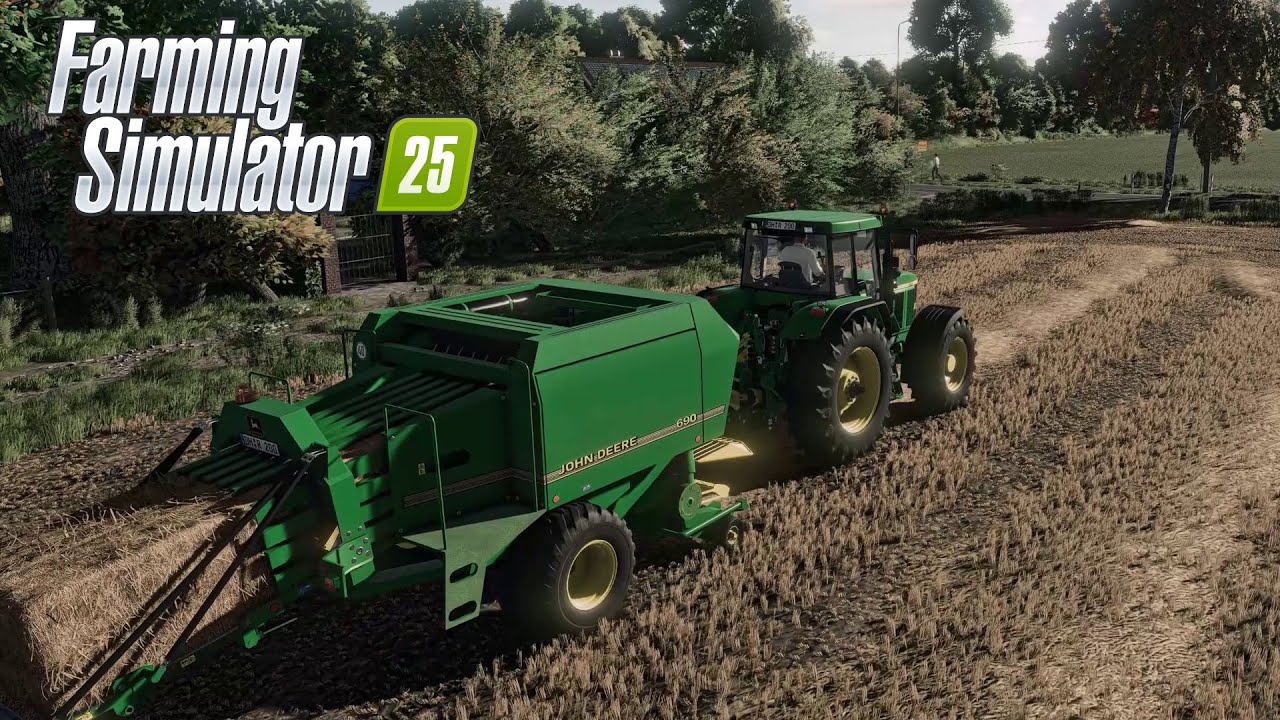 Stroh pressen mit John Deere 7810 | LS25 ReShade