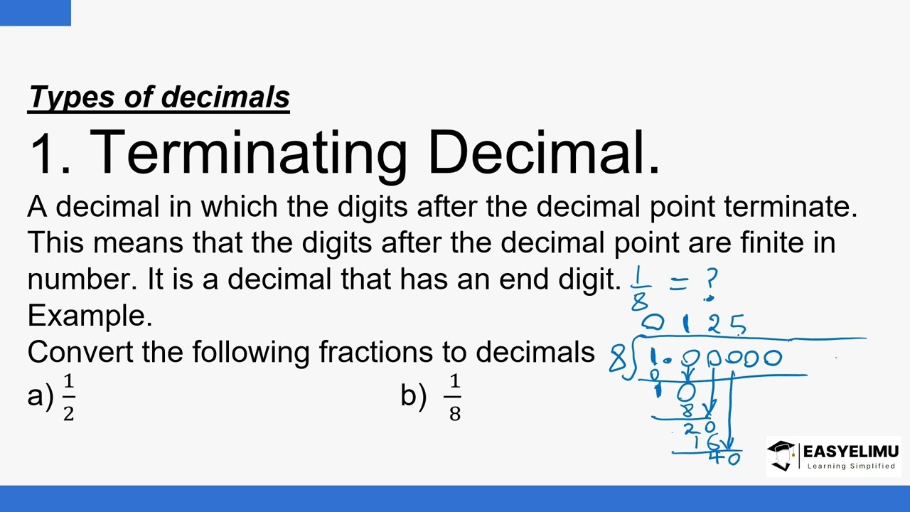 Types of Decimals (Mathematics Form 1 Topic 8 Lesson 2 of 15)