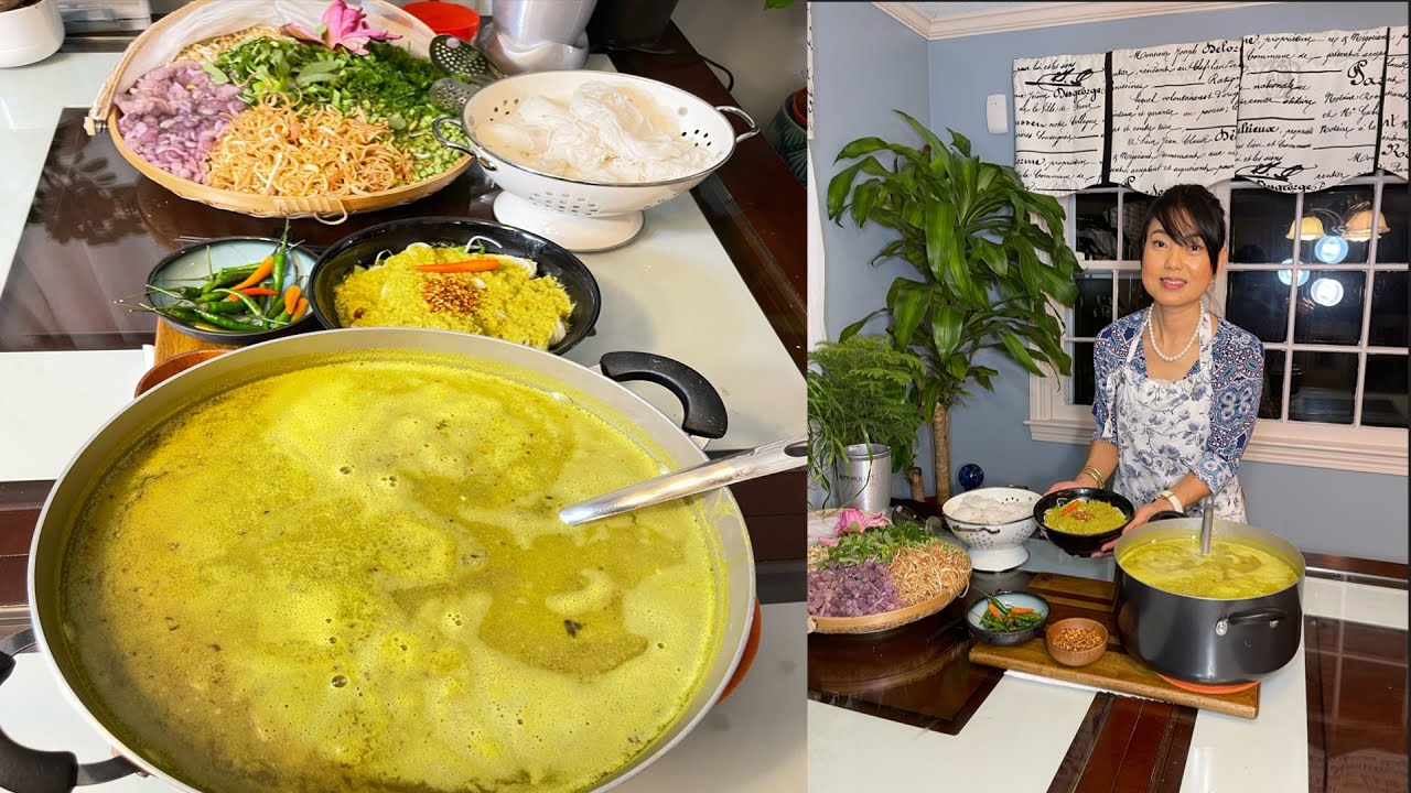 របៀបធ្វើសម្លរប្រហើរនំបញ្ចុកខ្មែរ  ||  HOW TO MAKE KHMER TRADITIONAL NOODLE SOUP.