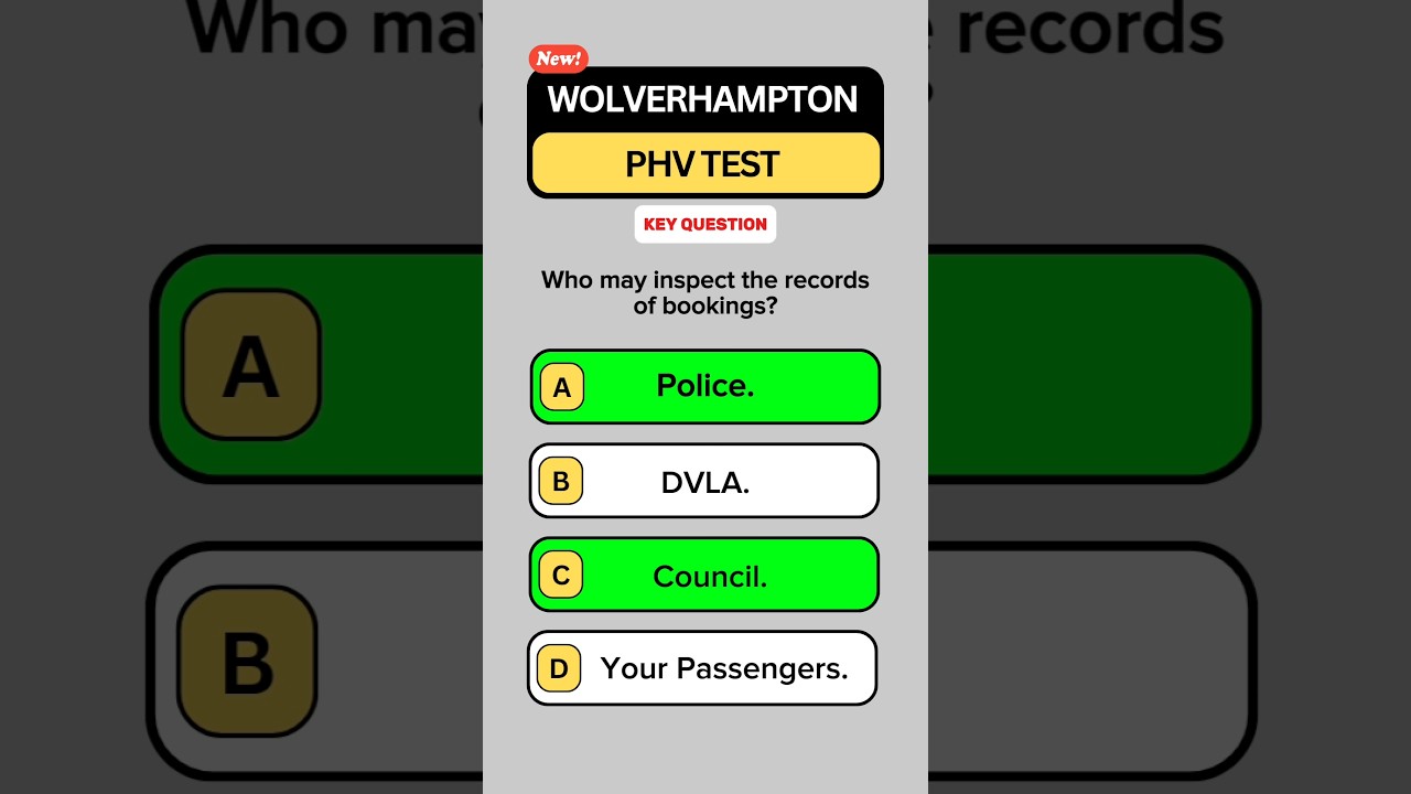Key Questions: Wolverhampton Taxi Test