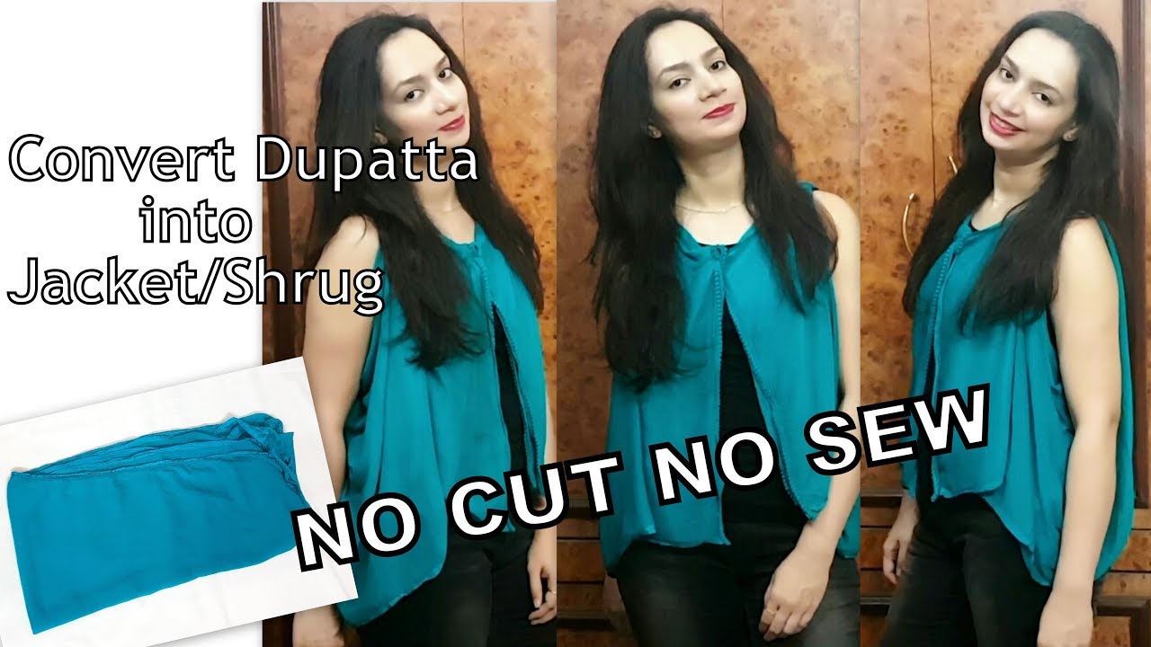 How To Wear Dupatta as jacket | No Cut/ No Sew Jacket/shrug from Dupatta || Glad To Share
