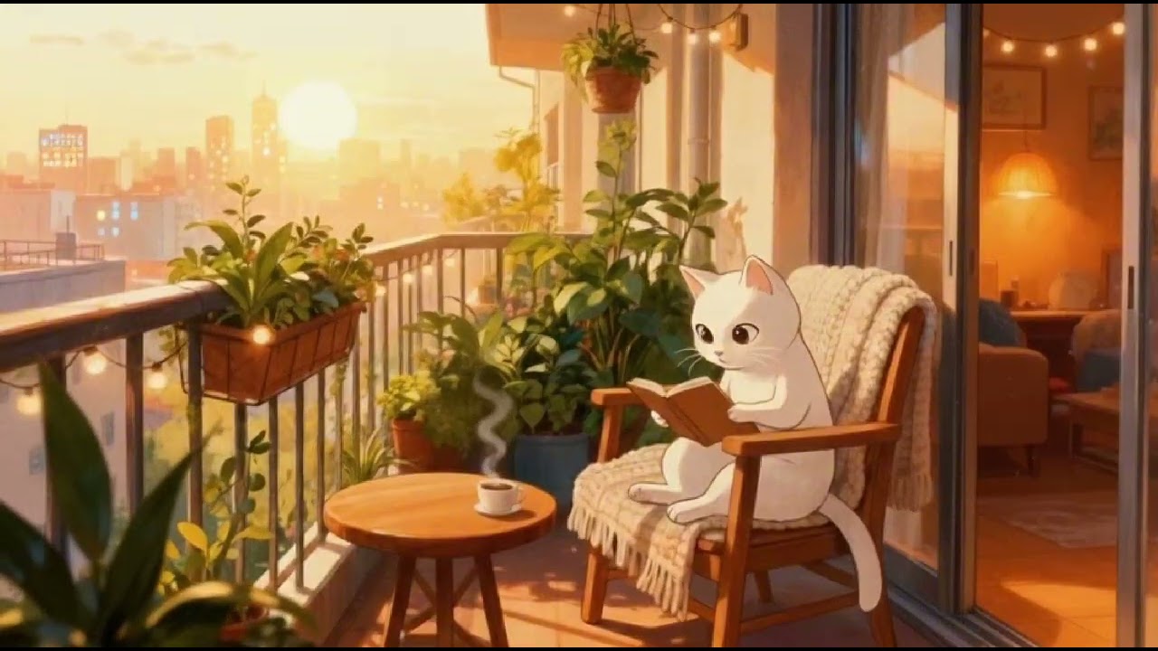 Classical Lofi Study Music 🎻🐱 | Cozy Sunset Balcony Ambience for Deep Focus & Reading