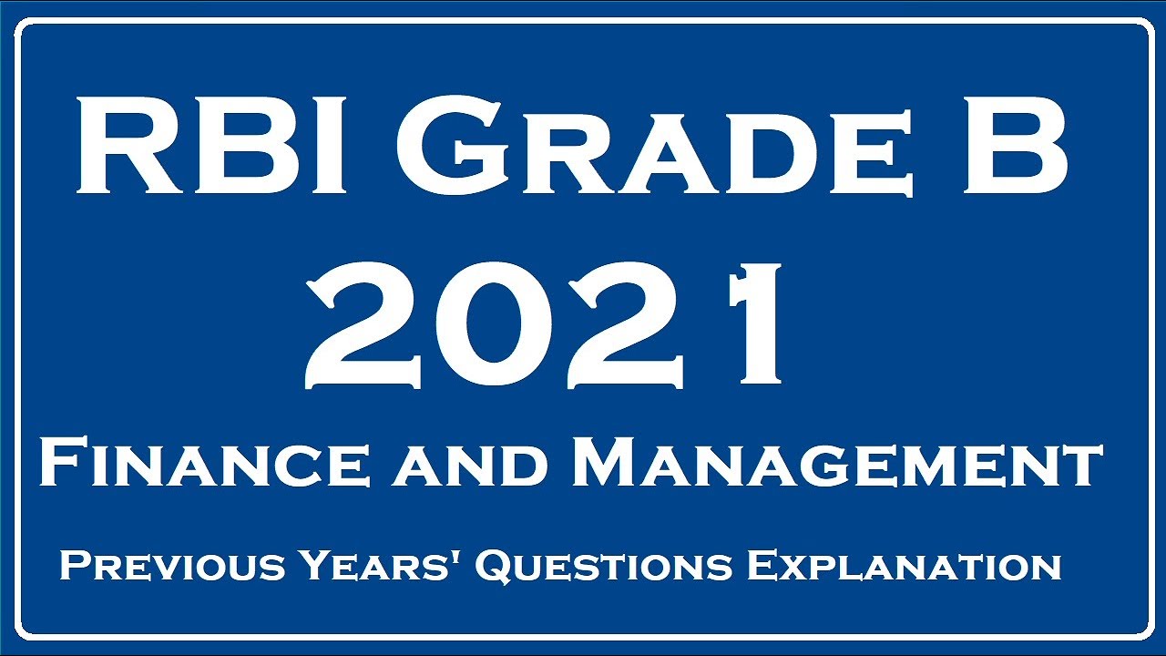 RBI Grade B 2021 Finance and Management (FM) PYQ Solved